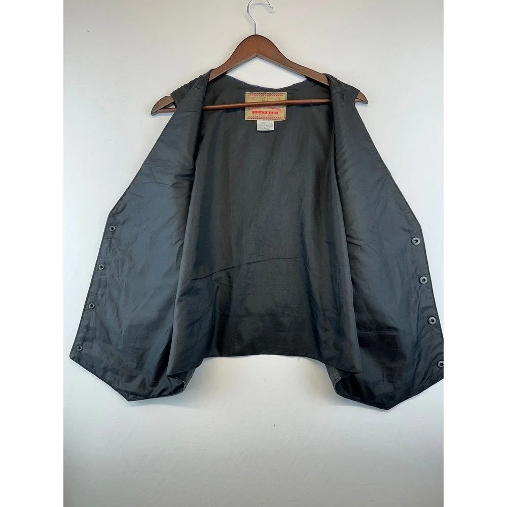 Permit Platinum Leather Vest Large Black Western Biker Cowboy Motorcycle Rugged
